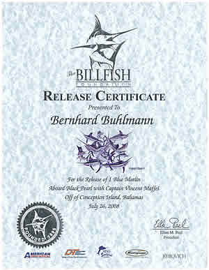 billfish release certificate