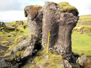 lava pillar land iceland
