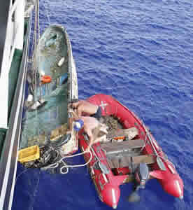 collecting japan tsunami debris ocean